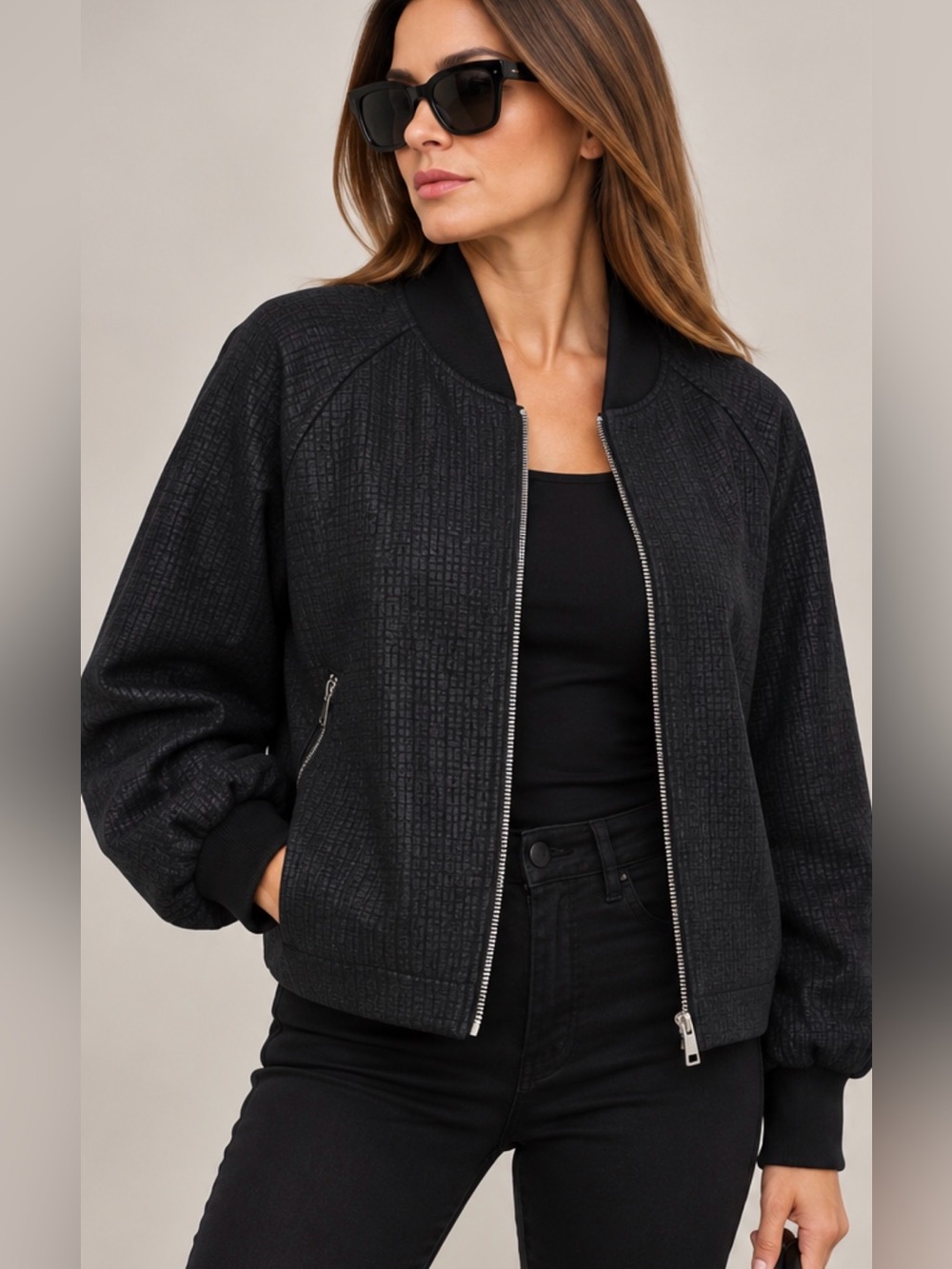 COS Textured Bomber Jacket Zip Up Minimalist Size M